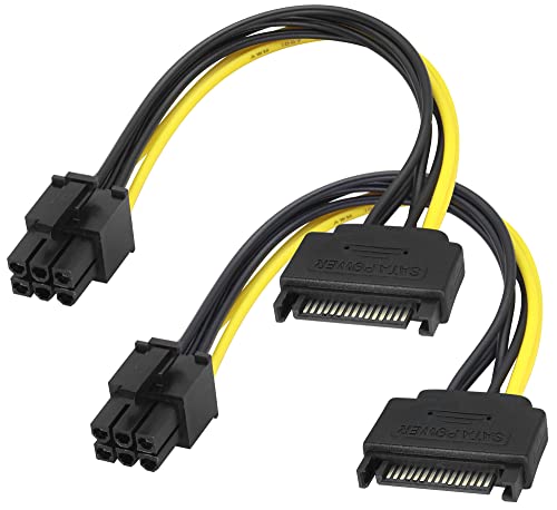 zdyCGTime SATA 15Pin Männlich auf 6Pin Männlich Grafikkarten-Netzkabel,SATA-Netzteil-Adapter Kabel,15P auf 6P Reverse-Stromversorgungs Kabel PCI-E Grafikkarten-Verlängerungs Kabel.(20cm/2Stück) von zdyCGTime