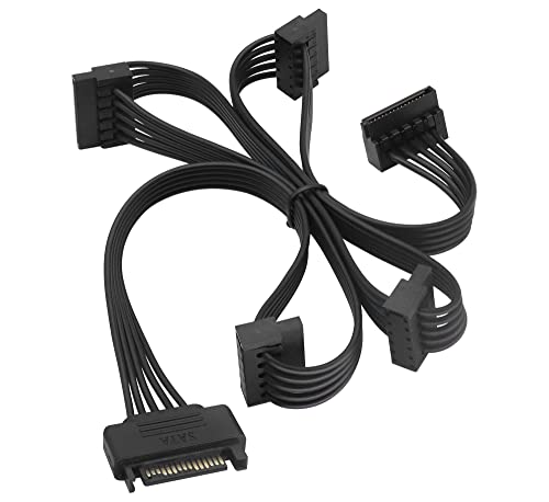 zdyCGTime SATA 15Poliges One für fünf Power Y-Splitter,SATA 15Poliges Männlich auf 5 x SATA 15Poliges Weiblich kabel,Geeignet für HDD,SSD,Optisches Laufwerk SATA Stromkabel.(80cm/1Stück) von zdyCGTime