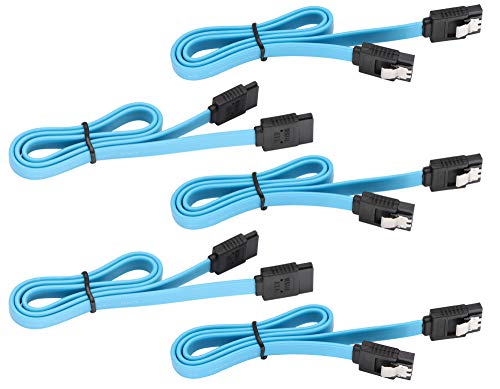 zdyCGTime SATA Kabel III, SATA Kabel III 6Gbps Gerade HDD SDD Datenkabel mit Verriegelung Kompatibel für SATA HDD, SSD, CD Treiber, CD Writer 19 Zoll (5 Pack/Blau) (Flach) von zdyCGTime