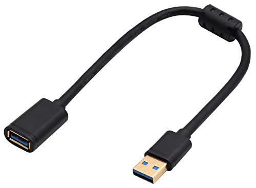 zdyCGTime USB 3.0 A Verlängerungskabel, USB 3.0 Typ A Stecker auf Buchse, magnetischer Ring, Datentransfer-Verlängerungskabel für USB-Flash-Laufwerk, Kartenleser, Drucker, Kamera und mehr (0.3 m/F) von zdyCGTime