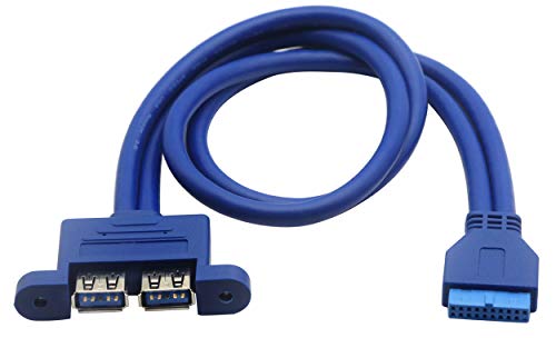 zdyCGTime USB-3.0-Kabel mit 2 Anschlüssen, USB A auf Motherboard-Header-Kabel (blau, 0,5 m, keine Eisenplatte) von zdyCGTime