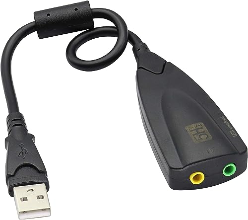 zdyCGTime USB Externer Stereo Soundadapter, USB 2.0 Externer 3D Virtual 7.1 Kanal Soundkartenadapter mit 3,5mm Kopfhörer-Mikrofonbuchse,Kompatibel mit Mac, Windows,Laptop, Desktop. (Schwarz) von zdyCGTime