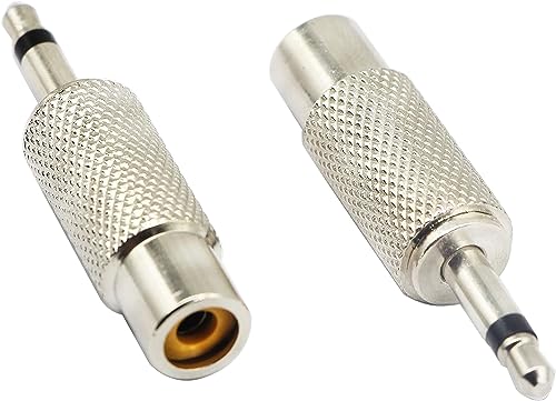 zdyCGTime Zwei poliger 3,5mm 1/8 Zoll Mono Männlich an RCA-Weiblich Adapter,RCA zu 3,5mm Audio TS Adapter,kompatibel mit Kopfhörern,Lautsprechern,Telefonen,MP3 und Anderen Geräten.(Silber/2Stück) von zdyCGTime