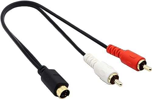zdyCGTime vergoldetes 4-poliges Mini-DIN S-Video Männlich auf 2 RCA Männlich Audio,Y-Splitter-Verlängerungs Adapter Kabel,S-Video 4-poliges Mini-DIN Y-Video-Splitter-Kabel.(25 cm/1Stück) von zdyCGTime