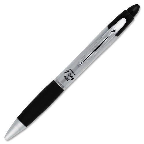 22410 Zebra Pen Z-Grip MAX - Medium Pen Point Type - 1 mm Pen Point Size - Conical Pen Point Style - Black Ink - Gray Barrel - 12 / Dozen von zebra pen