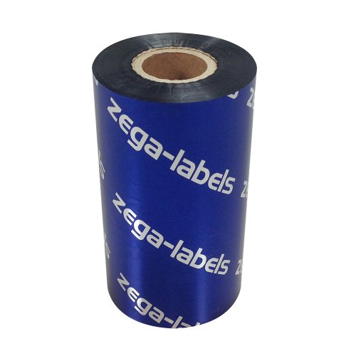 Thermotransfer Farbband schwarz 110 mm x 300 m - zega blue (Wachs Premium) - Farbseite AUSSEN - für Industriedrucker Zebra ZM400/ZM600/ZT220/ZT230/S4M/Z4M/Z6M/XI-Serie mit 1 Zoll Kern 25 mm - für Papieretiketten Bedruckung von zega-labels