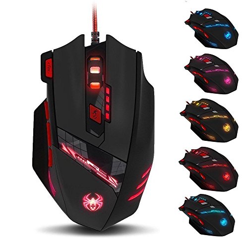 Zelotes PC Gamer Maus,8 Programmierbare Tasten,9200 DPI,USB Optischer Kabelgebundene Gaming Maus,Ergonomische Gaming-Maus für Pro PC MAC von zelotes