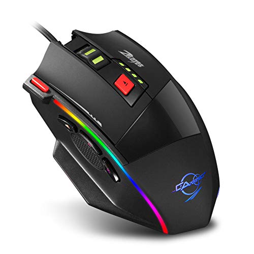 zelotes Ergonomische Gaming Maus, 6400DPI PC Gamer Maus,8 Programmierbaren Tasten,Computer Maus mit Kabel,Kabelgebundene Gaming-Maus für PC Mac von zelotes