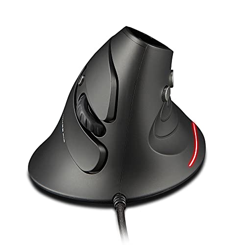 zelotes Ergonomische Maus, 3200DPI,6 Tasten Vertikale Maus,USB Optische Maus mit Kabel,Wired Mouse Mäuse für PC,Laptop,Schwarz von zelotes