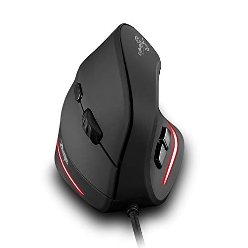 zelotes Ergonomische Maus,3200 DPI,6 Tasten,Vorbeugung Gegen Mausarm,USB Optische Vertikale Maus mit Kabel,Verdrahtete Mäuse für PC,Laptop,Computer,Mac,Schwarz von zelotes