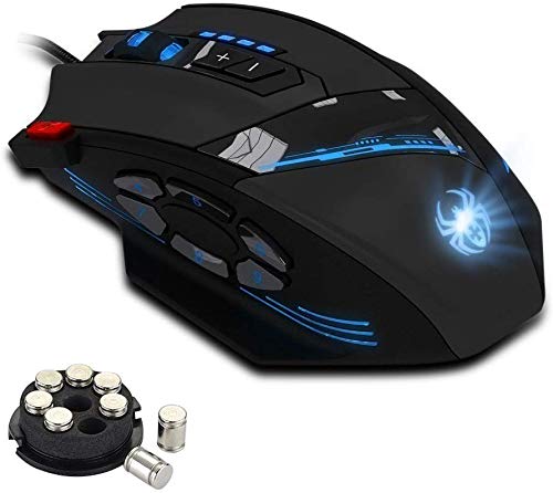 zelotes Gaming Maus, PC Gamer Maus mit 12 programmierbare Tasten, 4000DPI Ergonomische Maus Mit Kabel,kabelgebundene Computer Maus,USB Maus für PC,Mac von zelotes