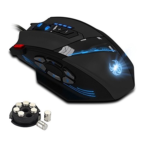 Zelotes Ergonomische Gaming-Maus, Kabelgebunden, 12 Programmierbare Tasten, 4000 DPI Computermaus, Optische USB-Maus für PC, Mac von zelotes
