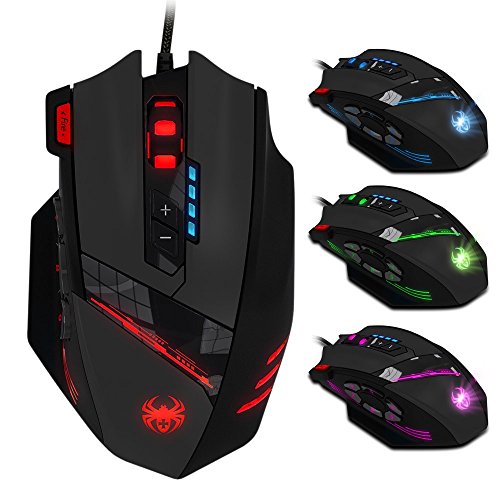 zelotes Kabelgebundene Gaming-Maus, 4000 DPI, 12 programmierbare Tasten, PC-Gaming-Maus, ergonomische RGB-Maus, USB-kabelgebundene optische Maus, Computer-Gaming-Gaming für PC, Laptop, Mac von zelotes