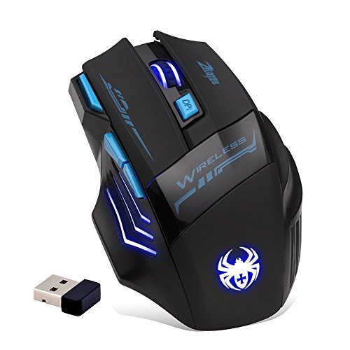 zelotes Kabellose Gaming-Maus,USB Computer Ergonomische Maus,7 Tasten,2400DPI Maus Kabellos für Laptop,Gaming Kabellose Maus für PC, Mac von zelotes