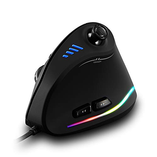 zelotes Vertikale Ergonomische Maus mit Joystick,10.000 DPI,8 Programmierbare Tasten Gaming Maus,USB Maus mit Kabel,Business Mouse,Kabelgebunden Maus für PC,Laptop,Mac von zelotes