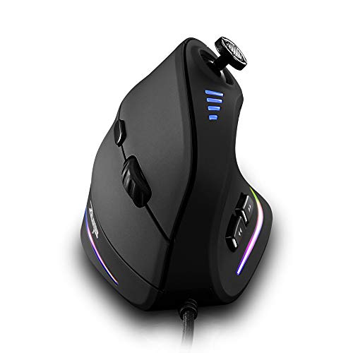 zelotes Vertikale Maus mit Joystick,10000DPI Ergonomische Maus,11 Programmierbare Tasten Computer Maus mit Kabel,USB Gaming Maus für Laptop,PC,Schwarz von zelotes