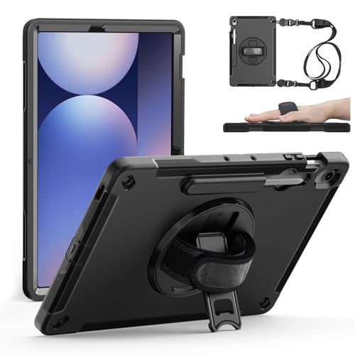 ZenRich Robuste Schutzhülle für Samsung Galaxy Tab S10 FE Plus 13,3 Zoll (33,3 cm), robuste, stoßfeste Schutzhülle mit [360° drehbarem Ständer] [Handschlaufe] [Schultergurt] für Galaxy Tab S10 FE+ von zenrich