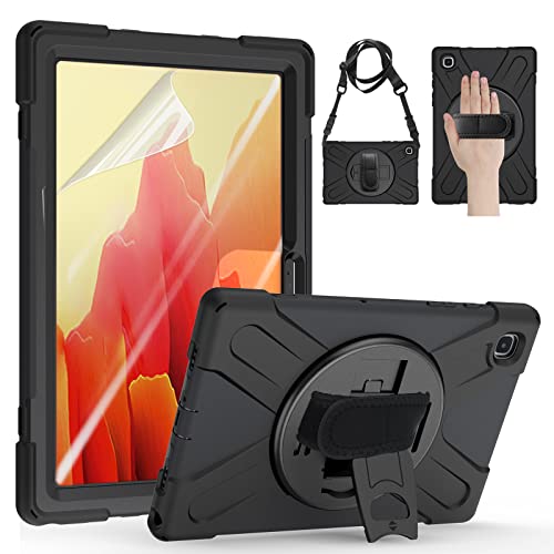 ZenRich Samsung Galaxy Tab A7 10.4 Tablet Hülle 2020, SM-T500/T505/T507 Galaxy Tab A7 10,4 Zoll Zenrich Robuste stoßfeste Hülle mit Displayschutzfolie Kickstand Handschlaufe und Schultergurt, schwarz von zenrich