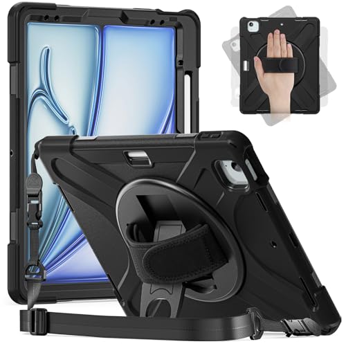 ZenRich Schutzhülle für iPad Air 13 Zoll M2 2024, stoßfest, robust, mit Stifthalter, Ständer, Handschlaufe und Schultergurt, für Modell A2898/A2899/A2900, Schwarz ZenRich Schutzhülle für iPad Air 13 Zoll M2 2024, stoßfest, robust, mit Stifthalter, Ständer, Handschlaufe und Schultergurt, für Modell A2898/A2899/A2900, Schwarz von zenrich