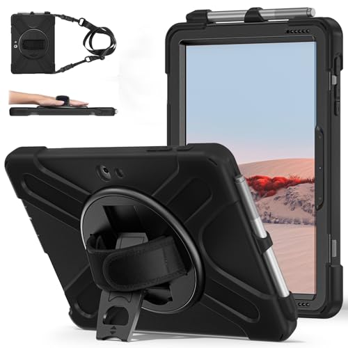 ZenRich Surface Go 2 Hülle 2020, Zenrich Surface Go Case 2018 mit Stifthalter, strapazierfähig, mit Ständer, Handschlaufe und Schultergurt für Surface Go 2 2020/Surface Go 10 Zoll 2018-Schwarz von zenrich