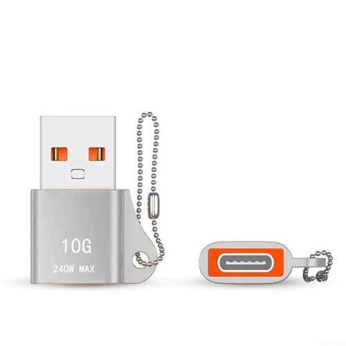 Zeroupshop USB-C-Buchse auf USBA-Stecker, Hochgeschwindigkeits-Datenübertragung, praktische Schlüsselanhänger-Funktion, ideal für Benutzer (Silber) von zeroupshop