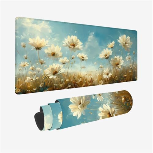 Blume Mauspad XXL 500x250X3MM, Gaming Mouspad Weiß Mauspad Wasserdicht und rutschfest, Verbessert Präzision und Geschwindigkeit, Schreibtischunterlage mit vernähten Kanten für Gaming Zubehör Model 248 Blume Mauspad XXL 500x250X3MM, Gaming Mouspad Weiß Mauspad Wasserdicht und rutschfest, Verbessert Präzision und Geschwindigkeit, Schreibtischunterlage mit vernähten Kanten für Gaming Zubehör Model 248 von zhangzen
