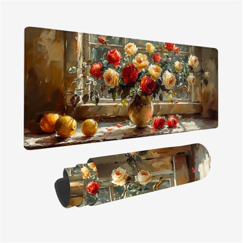 Blume Mauspad XXL 700x300X3MM, Gaming Mouspad Fensterbank Mauspad Wasserdicht und rutschfest, Verbessert Präzision und Geschwindigkeit, Schreibtischunterlage mit vernähten Kanten für Laptop Model 434 Blume Mauspad XXL 700x300X3MM, Gaming Mouspad Fensterbank Mauspad Wasserdicht und rutschfest, Verbessert Präzision und Geschwindigkeit, Schreibtischunterlage mit vernähten Kanten für Laptop Model 434 von zhangzen