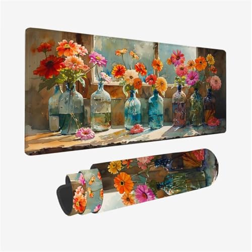Blume Mauspad XXL 700x300X3MM, Gaming Mouspad Fensterbank Mauspad Wasserdicht und rutschfest, Verbessert Präzision und Geschwindigkeit, Schreibtischunterlage mit vernähten Kanten für Laptop Model 386 Blume Mauspad XXL 700x300X3MM, Gaming Mouspad Fensterbank Mauspad Wasserdicht und rutschfest, Verbessert Präzision und Geschwindigkeit, Schreibtischunterlage mit vernähten Kanten für Laptop Model 386 von zhangzen