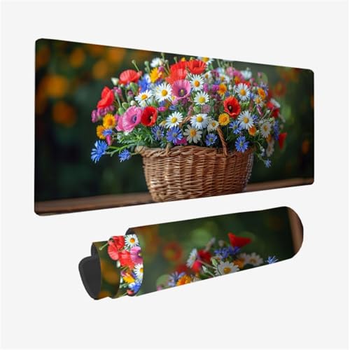 Gaming-Mauspad, XXL, 1200 x 600 x 3 mm, großes Mauspad, Blumen-Schreibtischmatte, bunt, wasserdichtes Mauspad mit rutschfester Gummiunterseite und genähten Kanten, Gaming für verbesserte Gaming-Mauspad, XXL, 1200 x 600 x 3 mm, großes Mauspad, Blumen-Schreibtischmatte, bunt, wasserdichtes Mauspad mit rutschfester Gummiunterseite und genähten Kanten, Gaming für verbesserte von zhangzen