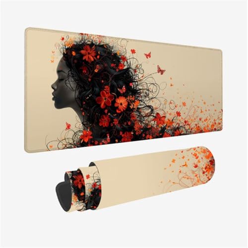 Gaming Mauspad Blume Mousepad Frau Schreibtischunterlage Groß 1000x500X3MM, mit rutschfeste Gummibasis und Vernähte Kanten, Mauspad für Verbessert Präzision und Geschwindigkei, Büro Deko Model 354 Gaming Mauspad Blume Mousepad Frau Schreibtischunterlage Groß 1000x500X3MM, mit rutschfeste Gummibasis und Vernähte Kanten, Mauspad für Verbessert Präzision und Geschwindigkei, Büro Deko Model 354 von zhangzen