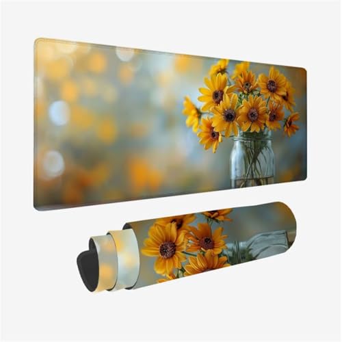 Gaming Mauspad Blume Mousepad Gelb Schreibtischunterlage Groß 500x250X3MM, mit rutschfeste Gummibasis und Vernähte Kanten, Mauspad für Verbessert Präzision und Geschwindigkei, Büro Deko Model 252 Gaming Mauspad Blume Mousepad Gelb Schreibtischunterlage Groß 500x250X3MM, mit rutschfeste Gummibasis und Vernähte Kanten, Mauspad für Verbessert Präzision und Geschwindigkei, Büro Deko Model 252 von zhangzen