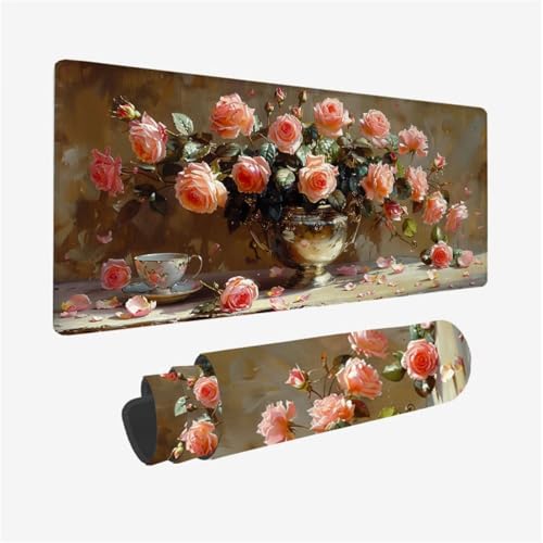Gaming Mauspad Blume Mousepad Rosa Schreibtischunterlage Groß 800x400X3MM, mit rutschfeste Gummibasis und Vernähte Kanten, Mauspad für Verbessert Präzision und Geschwindigkei, Büro Deko Model 360 Gaming Mauspad Blume Mousepad Rosa Schreibtischunterlage Groß 800x400X3MM, mit rutschfeste Gummibasis und Vernähte Kanten, Mauspad für Verbessert Präzision und Geschwindigkei, Büro Deko Model 360 von zhangzen