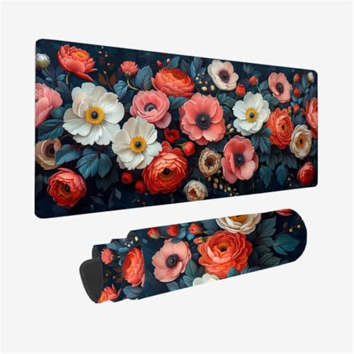 Gaming Mauspad Blume Mousepad Rot Schreibtischunterlage Groß 1200x600X3MM, mit rutschfeste Gummibasis und Vernähte Kanten, Mauspad für Verbessert Präzision und Geschwindigkei, Büro Deko Model 309 Gaming Mauspad Blume Mousepad Rot Schreibtischunterlage Groß 1200x600X3MM, mit rutschfeste Gummibasis und Vernähte Kanten, Mauspad für Verbessert Präzision und Geschwindigkei, Büro Deko Model 309 von zhangzen