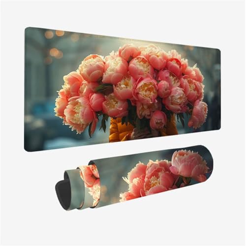 Gaming Mauspad Blume Mousepad Rot Schreibtischunterlage Groß 800x400X3MM, mit rutschfeste Gummibasis und Vernähte Kanten, Mauspad für Verbessert Präzision, Geschwindigkei,Zubehör Büro Deko Model 399 Gaming Mauspad Blume Mousepad Rot Schreibtischunterlage Groß 800x400X3MM, mit rutschfeste Gummibasis und Vernähte Kanten, Mauspad für Verbessert Präzision, Geschwindigkei,Zubehör Büro Deko Model 399 von zhangzen