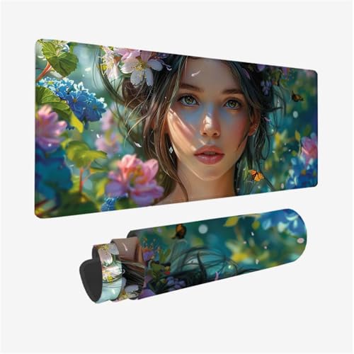 Gaming Mauspad Frau Mousepad Blume Schreibtischunterlage Groß 700x300X3MM, mit rutschfeste Gummibasis und Vernähte Kanten, Mauspad für Verbessert Präzision und Geschwindigkei, Büro Deko Model 207 Gaming Mauspad Frau Mousepad Blume Schreibtischunterlage Groß 700x300X3MM, mit rutschfeste Gummibasis und Vernähte Kanten, Mauspad für Verbessert Präzision und Geschwindigkei, Büro Deko Model 207 von zhangzen