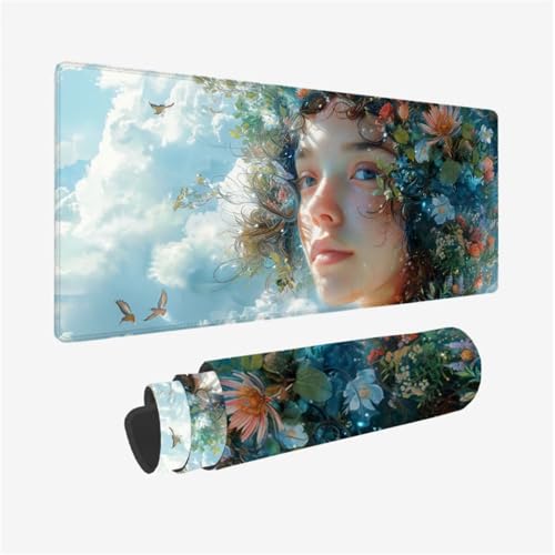 Gaming Mauspad Frau Mousepad Blume Schreibtischunterlage Groß 800x400X3MM, mit rutschfeste Gummibasis und Vernähte Kanten, Mauspad für Verbessert Präzision und Geschwindigkei, Büro Deko Model 183 Gaming Mauspad Frau Mousepad Blume Schreibtischunterlage Groß 800x400X3MM, mit rutschfeste Gummibasis und Vernähte Kanten, Mauspad für Verbessert Präzision und Geschwindigkei, Büro Deko Model 183 von zhangzen