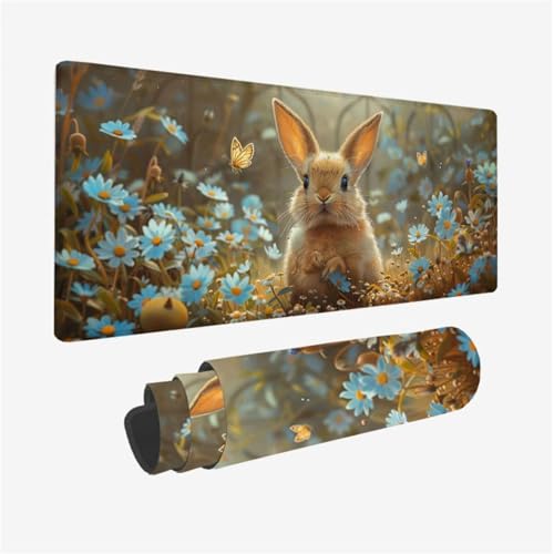 Gaming Mauspad Kaninchen Mousepad Blume Schreibtischunterlage Groß 1000x500X3MM, mit rutschfeste Gummibasis und Vernähte Kanten, Mauspad für Verbessert Präzision, Geschwindigkei, Büro Deko Model 198 Gaming Mauspad Kaninchen Mousepad Blume Schreibtischunterlage Groß 1000x500X3MM, mit rutschfeste Gummibasis und Vernähte Kanten, Mauspad für Verbessert Präzision, Geschwindigkei, Büro Deko Model 198 von zhangzen