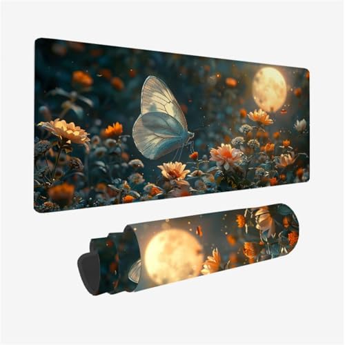 Gaming Mauspad Schmetterling Mousepad Blume Schreibtischunterlage Groß 800x400X3MM, mit rutschfeste Gummibasis und Vernähte Kanten, Mauspad für Verbessert Präzision und Geschwindigkei, Deko Model 396 Gaming Mauspad Schmetterling Mousepad Blume Schreibtischunterlage Groß 800x400X3MM, mit rutschfeste Gummibasis und Vernähte Kanten, Mauspad für Verbessert Präzision und Geschwindigkei, Deko Model 396 von zhangzen