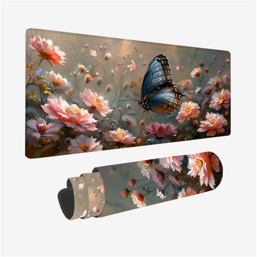 Gaming Mauspad Schmetterling Mousepad Blume Schreibtischunterlage Groß 800x400X3MM, mit rutschfeste Gummibasis und Vernähte Kanten, Mauspad für Verbessert Präzision und Geschwindigkei, Deko Model 189 Gaming Mauspad Schmetterling Mousepad Blume Schreibtischunterlage Groß 800x400X3MM, mit rutschfeste Gummibasis und Vernähte Kanten, Mauspad für Verbessert Präzision und Geschwindigkei, Deko Model 189 von zhangzen