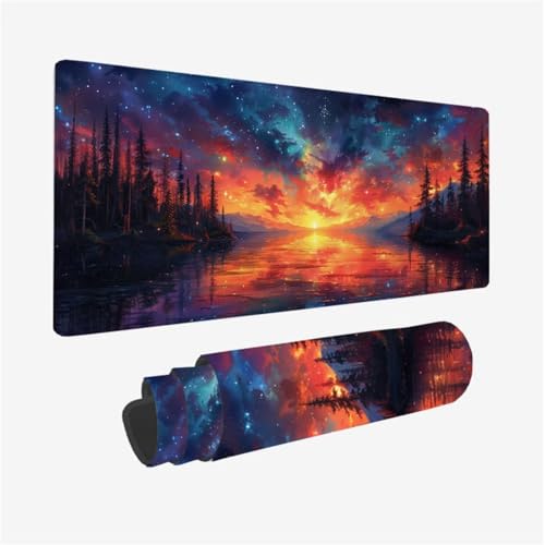 Gaming Mauspad Sonnenuntergang Mousepad Wald Schreibtischunterlage Groß 1600x800X3MM, mit Rutschfeste Gummibasis und Vernähte Kanten, Mauspad für Verbessert Präzision und Geschwindigkei,Deko Model 303 Gaming Mauspad Sonnenuntergang Mousepad Wald Schreibtischunterlage Groß 1600x800X3MM, mit Rutschfeste Gummibasis und Vernähte Kanten, Mauspad für Verbessert Präzision und Geschwindigkei,Deko Model 303 von zhangzen