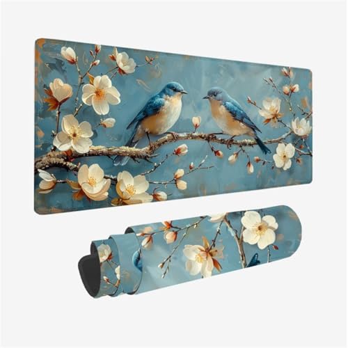 Gaming Mauspad Vogel Mousepad Blume Schreibtischunterlage Groß 700x300X3MM, mit rutschfeste Gummibasis und Vernähte Kanten, Mauspad für Verbessert Präzision und Geschwindigkei, Büro Deko Model 369 Gaming Mauspad Vogel Mousepad Blume Schreibtischunterlage Groß 700x300X3MM, mit rutschfeste Gummibasis und Vernähte Kanten, Mauspad für Verbessert Präzision und Geschwindigkei, Büro Deko Model 369 von zhangzen