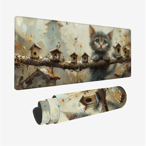 Katze Mauspad XXL 1600x800X3MM, Gaming Mouspad Niedlich Mauspad Wasserdicht und rutschfest, Verbessert Präzision und Geschwindigkeit, Schreibtischunterlage mit vernähten Kanten für Gaming,PC Model 203 Katze Mauspad XXL 1600x800X3MM, Gaming Mouspad Niedlich Mauspad Wasserdicht und rutschfest, Verbessert Präzision und Geschwindigkeit, Schreibtischunterlage mit vernähten Kanten für Gaming,PC Model 203 von zhangzen