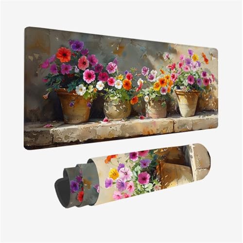 Mauspad Blume Mousepad XXL 1200x600X3MM, Gaming Mauspad Bunt Muster Design, Schreibtischunterlage mit 3 mm Rutschfeste Gummibasis, Vernähte Kanten, Schreibtisch Zubehör, Desk Deko, Geschenke Model 388 Mauspad Blume Mousepad XXL 1200x600X3MM, Gaming Mauspad Bunt Muster Design, Schreibtischunterlage mit 3 mm Rutschfeste Gummibasis, Vernähte Kanten, Schreibtisch Zubehör, Desk Deko, Geschenke Model 388 von zhangzen