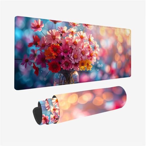 Mauspad Blume Mousepad XXL 1200x600X3MM, Gaming Mauspad Rot Muster Design, Schreibtischunterlage mit 3 mm rutschfeste Gummibasis, Vernähte Kanten, Schreibtisch Zubehör, Geschenke für Frauen Model 181 Mauspad Blume Mousepad XXL 1200x600X3MM, Gaming Mauspad Rot Muster Design, Schreibtischunterlage mit 3 mm rutschfeste Gummibasis, Vernähte Kanten, Schreibtisch Zubehör, Geschenke für Frauen Model 181 von zhangzen