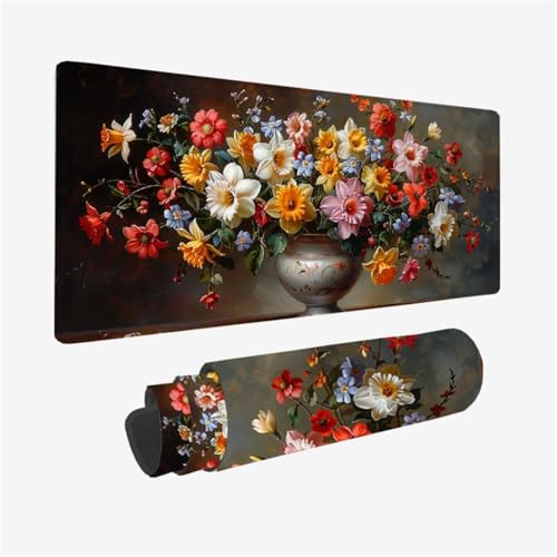Mauspad Blume Mousepad XXL 1600x800X3MM, Gaming Mauspad Bunt Muster Design, Schreibtischunterlage mit 3 mm Rutschfeste Gummibasis, Vernähte Kanten, Schreibtisch Zubehör, Desk Deko, Geschenke Model 157 Mauspad Blume Mousepad XXL 1600x800X3MM, Gaming Mauspad Bunt Muster Design, Schreibtischunterlage mit 3 mm Rutschfeste Gummibasis, Vernähte Kanten, Schreibtisch Zubehör, Desk Deko, Geschenke Model 157 von zhangzen
