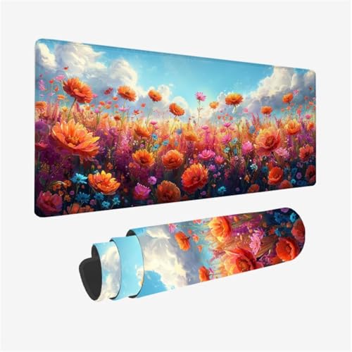 Mauspad Blume Mousepad XXL 600x300X3MM, Gaming Mauspad Rot Muster Design, Schreibtischunterlage mit 3 mm rutschfeste Gummibasis, Vernähte Kanten, Schreibtisch Zubehör, Geschenke für Frauen Model 247 Mauspad Blume Mousepad XXL 600x300X3MM, Gaming Mauspad Rot Muster Design, Schreibtischunterlage mit 3 mm rutschfeste Gummibasis, Vernähte Kanten, Schreibtisch Zubehör, Geschenke für Frauen Model 247 von zhangzen