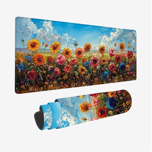 Mauspad Blume Mousepad XXL 800x300X3MM, Gaming Mauspad Bunt Muster Design, Schreibtischunterlage mit 3 mm rutschfeste Gummibasis, Vernähte Kanten, Schreibtisch Zubehör, Geschenke für Frauen Model 364 Mauspad Blume Mousepad XXL 800x300X3MM, Gaming Mauspad Bunt Muster Design, Schreibtischunterlage mit 3 mm rutschfeste Gummibasis, Vernähte Kanten, Schreibtisch Zubehör, Geschenke für Frauen Model 364 von zhangzen