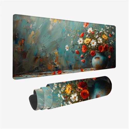 Mauspad Blume Mousepad XXL 800x300X3MM, Gaming Mauspad Bunt Muster Design, Schreibtischunterlage mit 3 mm rutschfeste Gummibasis, Vernähte Kanten, Schreibtisch Zubehör, Geschenke für Frauen Model 337 Mauspad Blume Mousepad XXL 800x300X3MM, Gaming Mauspad Bunt Muster Design, Schreibtischunterlage mit 3 mm rutschfeste Gummibasis, Vernähte Kanten, Schreibtisch Zubehör, Geschenke für Frauen Model 337 von zhangzen