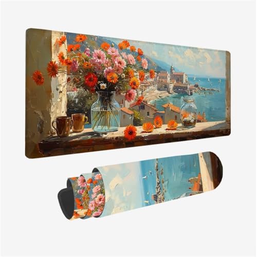 Mauspad Blume Mousepad XXL 800x400X3MM, Gaming Mauspad Bunt Muster Design, Schreibtischunterlage mit 3 mm rutschfeste Gummibasis, Vernähte Kanten, Schreibtisch Zubehör, Geschenke für Frauen Model 310 Mauspad Blume Mousepad XXL 800x400X3MM, Gaming Mauspad Bunt Muster Design, Schreibtischunterlage mit 3 mm rutschfeste Gummibasis, Vernähte Kanten, Schreibtisch Zubehör, Geschenke für Frauen Model 310 von zhangzen
