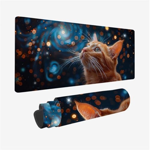 Mauspad Katze Mousepad XXL 1200x600X3MM, Gaming Mauspad Tier Muster Design, Schreibtischunterlage mit 3 mm Rutschfeste Gummibasis, Vernähte Kanten, Schreibtisch Zubehör, Desk Deko, Geschenke Model 232 Mauspad Katze Mousepad XXL 1200x600X3MM, Gaming Mauspad Tier Muster Design, Schreibtischunterlage mit 3 mm Rutschfeste Gummibasis, Vernähte Kanten, Schreibtisch Zubehör, Desk Deko, Geschenke Model 232 von zhangzen